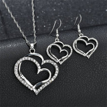 Load image into Gallery viewer, Exquisite Double Heart Necklace Earrings Bracelet Jewelry Set