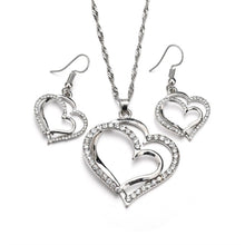 Load image into Gallery viewer, Exquisite Double Heart Necklace Earrings Bracelet Jewelry Set