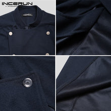 Load image into Gallery viewer, Mens Stand Collar Solid Color Coats Double Breasted Cloak Cape INCERUN Hombre Pockets Poncho Winter Leisure Windbreakers S-5XL 7 - OZN Shopping