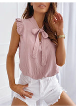 Load image into Gallery viewer, Women Summer Elegant Ruffles Sleeveless Polka Pot Lace Up Tops