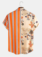 Load image into Gallery viewer, Summer Men's Shirts Ethnic Style Vintage Printing Short Sleeve Loose Korean Clothes Casual Dress Shirts Men Camisa Masculina - OZN Shopping