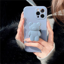 Load image into Gallery viewer, 3D Cartoon Bear Bracket Ring Holder Stand Cute Soft Phone Case for iphone 13 11 12 Pro Max X XR XS 7 8 plus MiNi SE 2020 Cover