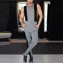 Load image into Gallery viewer, Fashion Men Patchwork Jumpsuits Streetwear Sleeveless Workout Joggers 2020 Casual Overalls O Neck Chic Men Rompers Pants INCERUN - OZN Shopping