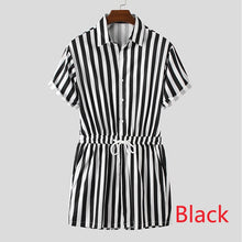 Load image into Gallery viewer, Fashion Men Striped Rompers Short Sleeve Button Shorts Lapel Jumpsuit Drawstring Streetwear 2020 Casual Playsuit Hombre INCERUN - OZN Shopping
