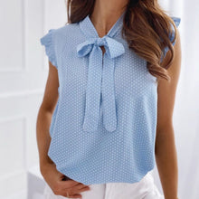 Load image into Gallery viewer, Women Summer Elegant Ruffles Sleeveless Polka Pot Lace Up Tops