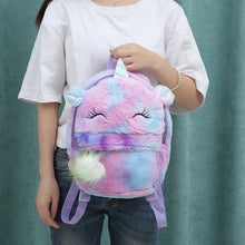 Load image into Gallery viewer, Cute Cartoon Backpack Girl Plush Unicorn Backpacks Cute Fashion Fur Backpacks Children Schoolbag Kids Gift Book Bag - OZN Shopping