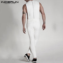 Load image into Gallery viewer, Fashion Men Jumpsuit Solid Color Sleeveless Casual O Neck Fitness Rompers Zippers Streetwear Chic Men Overalls Trousers INCERUN - OZN Shopping
