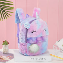 Load image into Gallery viewer, Cute Cartoon Backpack Girl Plush Unicorn Backpacks Cute Fashion Fur Backpacks Children Schoolbag Kids Gift Book Bag - OZN Shopping