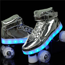 Load image into Gallery viewer, Led Rechargeable 7 Colorful Flash Shoes Double Row 4 Wheel Roller Skates - OZN Shopping