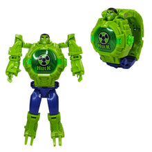 Load image into Gallery viewer, Marvel iron Man Spiderman Cartoons Children's watch Deformation robot 3d LED Luminous watch Children's model toy watch - OZN Shopping