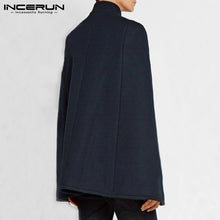 Load image into Gallery viewer, Mens Stand Collar Solid Color Coats Double Breasted Cloak Cape INCERUN Hombre Pockets Poncho Winter Leisure Windbreakers S-5XL 7 - OZN Shopping