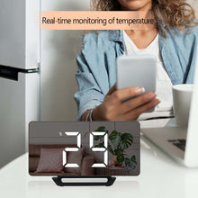 Load image into Gallery viewer, LED Digital Alarm Clock Watch Mirror Table Electronic Desktop Clocks USB Wake Up Time Snooze Function 3 Alarm - OZN Shopping