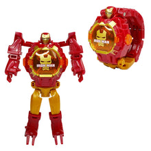 Load image into Gallery viewer, Marvel iron Man Spiderman Cartoons Children's watch Deformation robot 3d LED Luminous watch Children's model toy watch - OZN Shopping