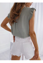 Load image into Gallery viewer, Women Summer Elegant Ruffles Sleeveless Polka Pot Lace Up Tops