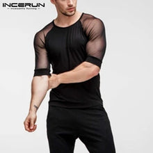Load image into Gallery viewer, Summer Mesh Patchwork Men T Shirt Short Sleeve Slim O Neck Party Sexy Breathable Nightclub T-shirts Casual Tee Tops INCERUN - OZN Shopping