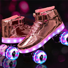 Load image into Gallery viewer, Led Rechargeable 7 Colorful Flash Shoes Double Row 4 Wheel Roller Skates - OZN Shopping