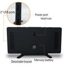 Load image into Gallery viewer, LED Digital Alarm Clock Watch Mirror Table Electronic Desktop Clocks USB Wake Up Time Snooze Function 3 Alarm - OZN Shopping