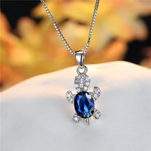 Load image into Gallery viewer, Blue Purple Oval Zircon Pendant Rainbow Stone Cute Turtle Necklaces For Women Fashion Jewelry Multicolor Crystal Animal Necklace - OZN Shopping