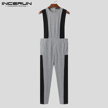 Load image into Gallery viewer, Fashion Men Patchwork Jumpsuits Streetwear Sleeveless Workout Joggers 2020 Casual Overalls O Neck Chic Men Rompers Pants INCERUN - OZN Shopping