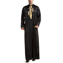 Load image into Gallery viewer, Men Loose Patchwork Muslim Kaftan Robes Islamic Clothing Vintage Long Robes Leisure Long Sleeve Stand Collar Jubba Thobe INCERUN - OZN Shopping