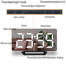 Load image into Gallery viewer, LED Digital Alarm Clock Watch Mirror Table Electronic Desktop Clocks USB Wake Up Time Snooze Function 3 Alarm - OZN Shopping