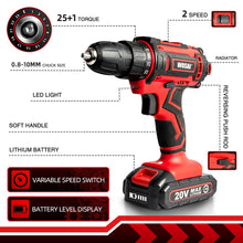Load image into Gallery viewer, Cordless Drill Electric Screwdriver Mini Wireless Power Driver DC Lithium-Ion Battery 3/8-Inch - OZN Shopping