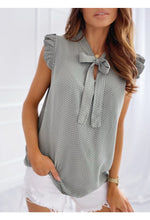 Load image into Gallery viewer, Women Summer Elegant Ruffles Sleeveless Polka Pot Lace Up Tops