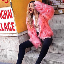 Load image into Gallery viewer, Fashion Furry Faux Fur Coat Women Fluffy Warm Long Sleeve Female Outerwear Autumn Winter Coat Jacket Hairy Collarless Overcoat - OZN Shopping