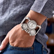 Load image into Gallery viewer, Oulm Mesh Steel 1167 Model Men's Watches 3 Colors 3 Time Zone Unique Male Quartz Watch Casual Sports Men Wristwatch reloj hombre - OZN Shopping