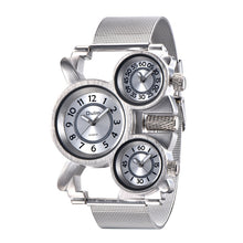 Load image into Gallery viewer, Oulm Mesh Steel 1167 Model Men's Watches 3 Colors 3 Time Zone Unique Male Quartz Watch Casual Sports Men Wristwatch reloj hombre - OZN Shopping