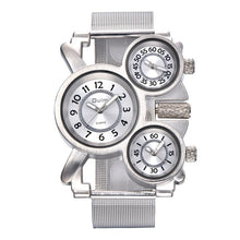 Load image into Gallery viewer, Oulm Mesh Steel 1167 Model Men's Watches 3 Colors 3 Time Zone Unique Male Quartz Watch Casual Sports Men Wristwatch reloj hombre - OZN Shopping