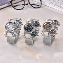 Load image into Gallery viewer, Oulm Mesh Steel 1167 Model Men's Watches 3 Colors 3 Time Zone Unique Male Quartz Watch Casual Sports Men Wristwatch reloj hombre - OZN Shopping