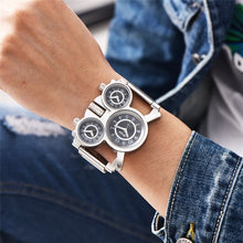 Load image into Gallery viewer, Oulm Mesh Steel 1167 Model Men's Watches 3 Colors 3 Time Zone Unique Male Quartz Watch Casual Sports Men Wristwatch reloj hombre - OZN Shopping