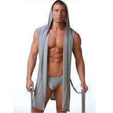 Load image into Gallery viewer, Men Sexy Silk Pajamas Sleepwear Hooded Bathrobe with Briefs - OZN Shopping