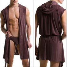 Load image into Gallery viewer, Men Sexy Silk Pajamas Sleepwear Hooded Bathrobe with Briefs - OZN Shopping