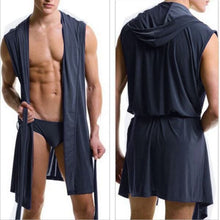 Load image into Gallery viewer, Men Sexy Silk Pajamas Sleepwear Hooded Bathrobe with Briefs - OZN Shopping