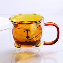Load image into Gallery viewer, 250ml Glass Mugs Cute Bear Cat Animal Double Wall Glass Mug Double-layer Glass Milk Mug Coffee Cup Christmas Gift - OZN Shopping