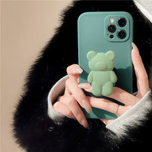 Load image into Gallery viewer, 3D Cartoon Bear Bracket Ring Holder Stand Cute Soft Phone Case for iphone 13 11 12 Pro Max X XR XS 7 8 plus MiNi SE 2020 Cover