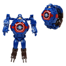 Load image into Gallery viewer, Marvel iron Man Spiderman Cartoons Children's watch Deformation robot 3d LED Luminous watch Children's model toy watch - OZN Shopping