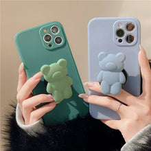 Load image into Gallery viewer, 3D Cartoon Bear Bracket Ring Holder Stand Cute Soft Phone Case for iphone 13 11 12 Pro Max X XR XS 7 8 plus MiNi SE 2020 Cover