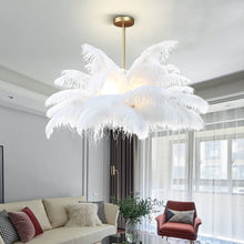 Load image into Gallery viewer, Modern White Chandelier Art Design White Feather Hanging Light Fixture - OZN Shopping