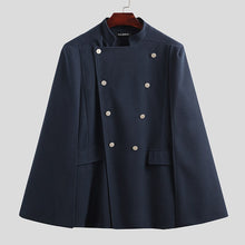 Load image into Gallery viewer, Mens Stand Collar Solid Color Coats Double Breasted Cloak Cape INCERUN Hombre Pockets Poncho Winter Leisure Windbreakers S-5XL 7 - OZN Shopping