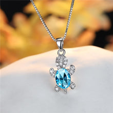 Load image into Gallery viewer, Blue Purple Oval Zircon Pendant Rainbow Stone Cute Turtle Necklaces For Women Fashion Jewelry Multicolor Crystal Animal Necklace - OZN Shopping