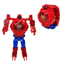 Load image into Gallery viewer, Marvel iron Man Spiderman Cartoons Children's watch Deformation robot 3d LED Luminous watch Children's model toy watch - OZN Shopping