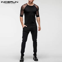 Load image into Gallery viewer, Summer Mesh Patchwork Men T Shirt Short Sleeve Slim O Neck Party Sexy Breathable Nightclub T-shirts Casual Tee Tops INCERUN - OZN Shopping