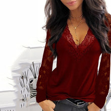Load image into Gallery viewer, Casual V-neck Lace Long Sleeve - OZN Shopping