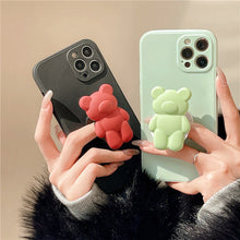 Load image into Gallery viewer, 3D Cartoon Bear Bracket Ring Holder Stand Cute Soft Phone Case for iphone 13 11 12 Pro Max X XR XS 7 8 plus MiNi SE 2020 Cover