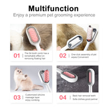 Load image into Gallery viewer, Pet Cat Grooming Brush Dog Comb Hair Removes Massages Pet Hair Comb with Cleaning Wipes for Long Short Hair Dogs Pet Products