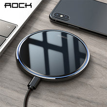 Load image into Gallery viewer, ROCK Metal 15W 10W Wireless Charger Mirror Fast Charging for iPhone 8 X XR XS Max Samsung S10 S9 Desktop Wireless Charger Pad - OZN Shopping