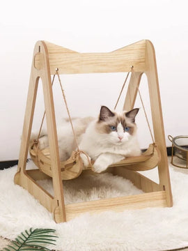 Cat Bed Wooden Pet Swing